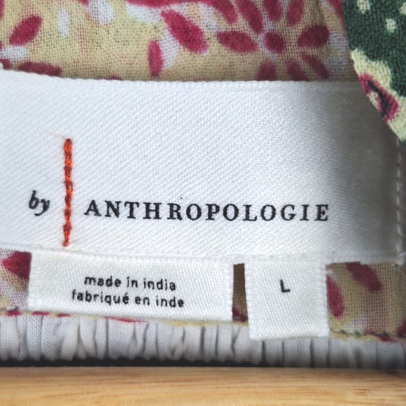 Anthropologie Dress Large Rhiannon Floral Mini Prairie Boho Peasant Smocked - Picture 2 of 11